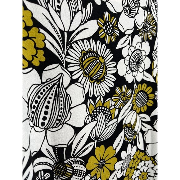 Ann Taylor Factory Floral Slit Sleeve Blouse Size Small Black Yellow Work Top - Picture 12 of 12